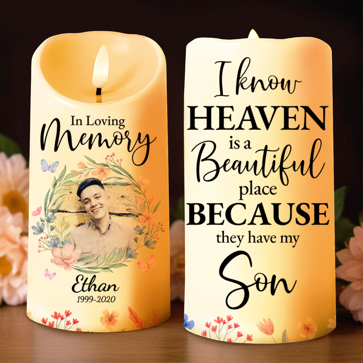 Heaven Is Beautiful They Have My Son Memorial LED Candle - Personalized Custom LED Candle - SON028_LECA