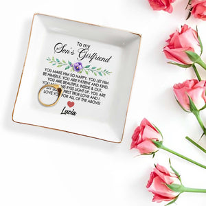 True Love and Happiness Message With Flowers and Heart - Personalized Custom Jewelry Dish - SON029_SCRD
