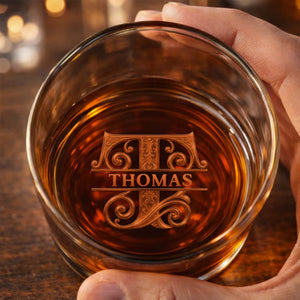 To My Son On Your Wedding Day With 3D Golden Monogram - Personalized Whiskey Glass - SON152_PRIWI