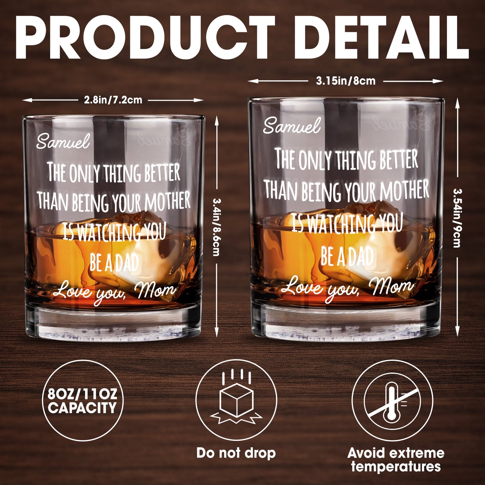 The Only Thing Better Than Being Your Mother Is Watching You Be A Dad - Personalized Custom Whiskey Glass - SON154_RWG
