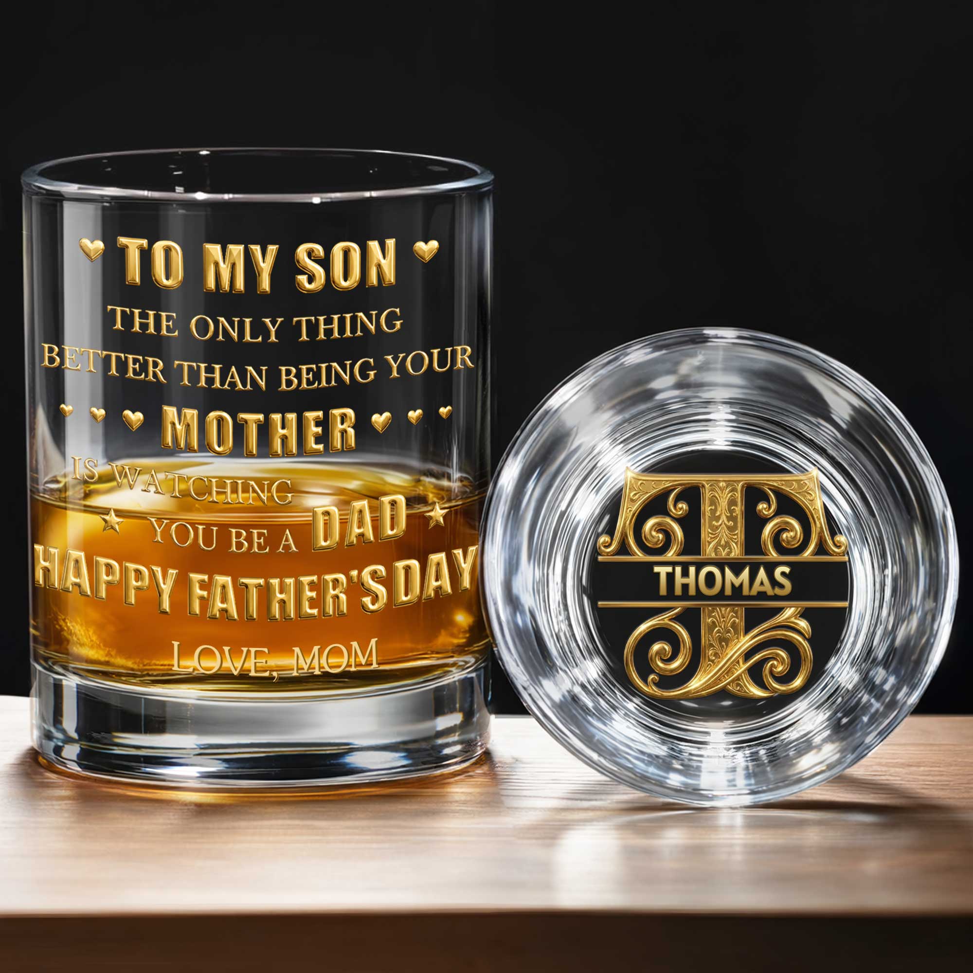 To My Son Better Than Being Your Mother Personalized Monogram Initial - Personalized Whiskey Glass - SON156_PRIWI
