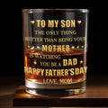 To My Son Better Than Being Your Mother Hearts Stars - Personalized Custom Whiskey Glass - SON156_RWG