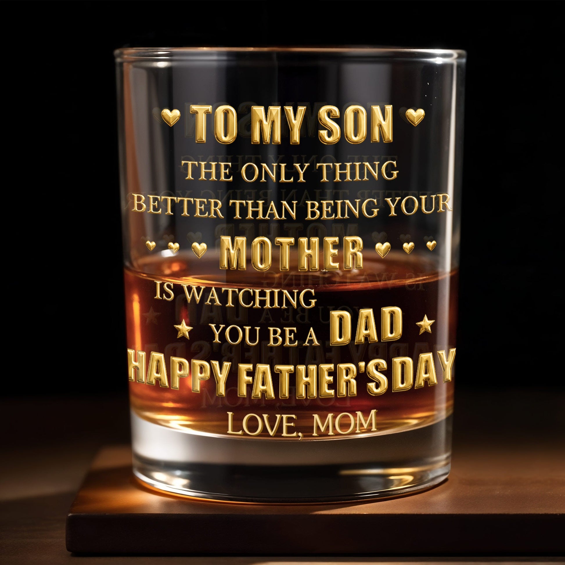 To My Son Better Than Being Your Mother Hearts Stars - Personalized Custom Whiskey Glass - SON156_RWG