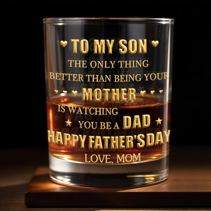 To My Son Better Than Being Your Mother Hearts Stars - Personalized Custom Whiskey Glass - SON156_RWG
