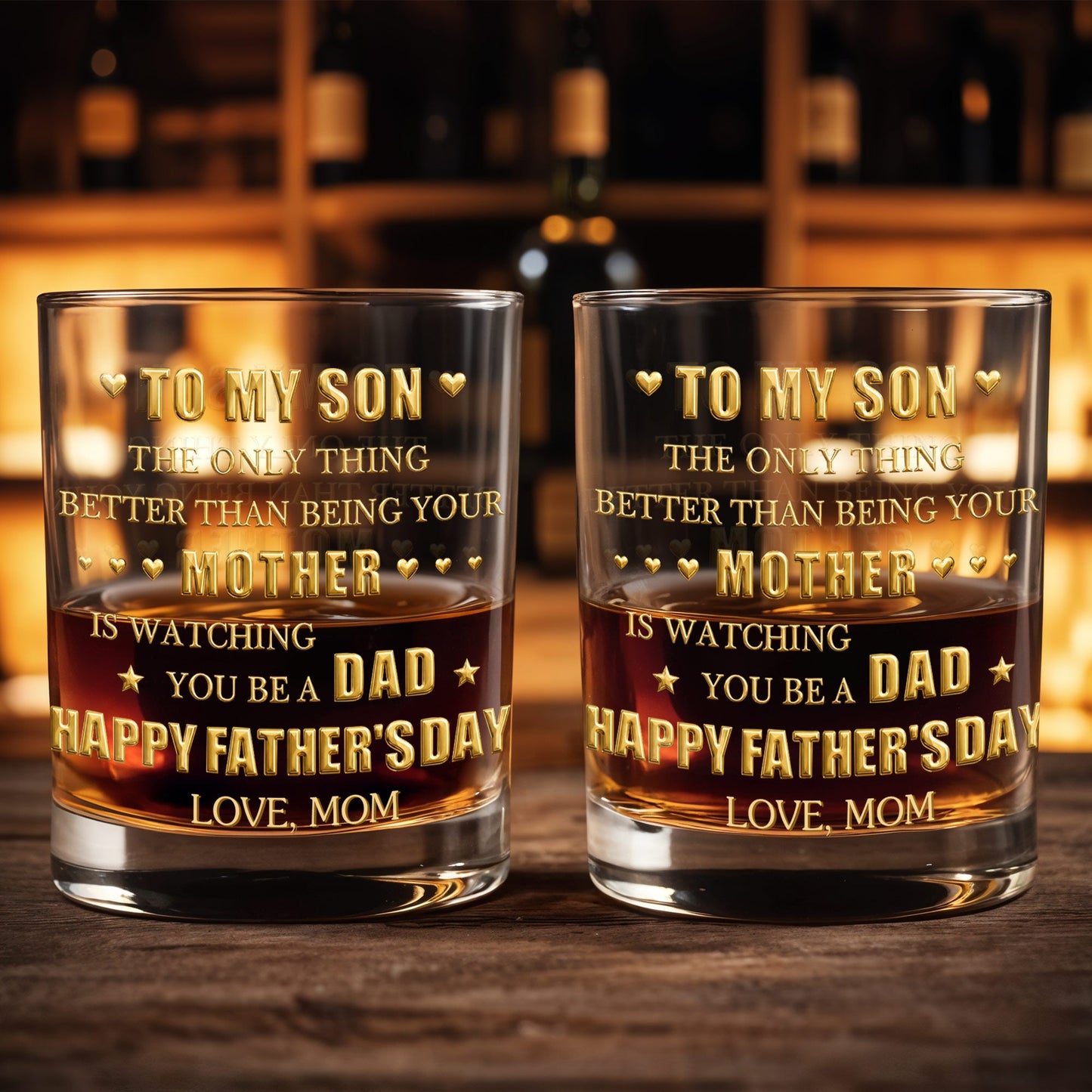 To My Son Better Than Being Your Mother Hearts Stars - Personalized Custom Whiskey Glass - SON156_RWG