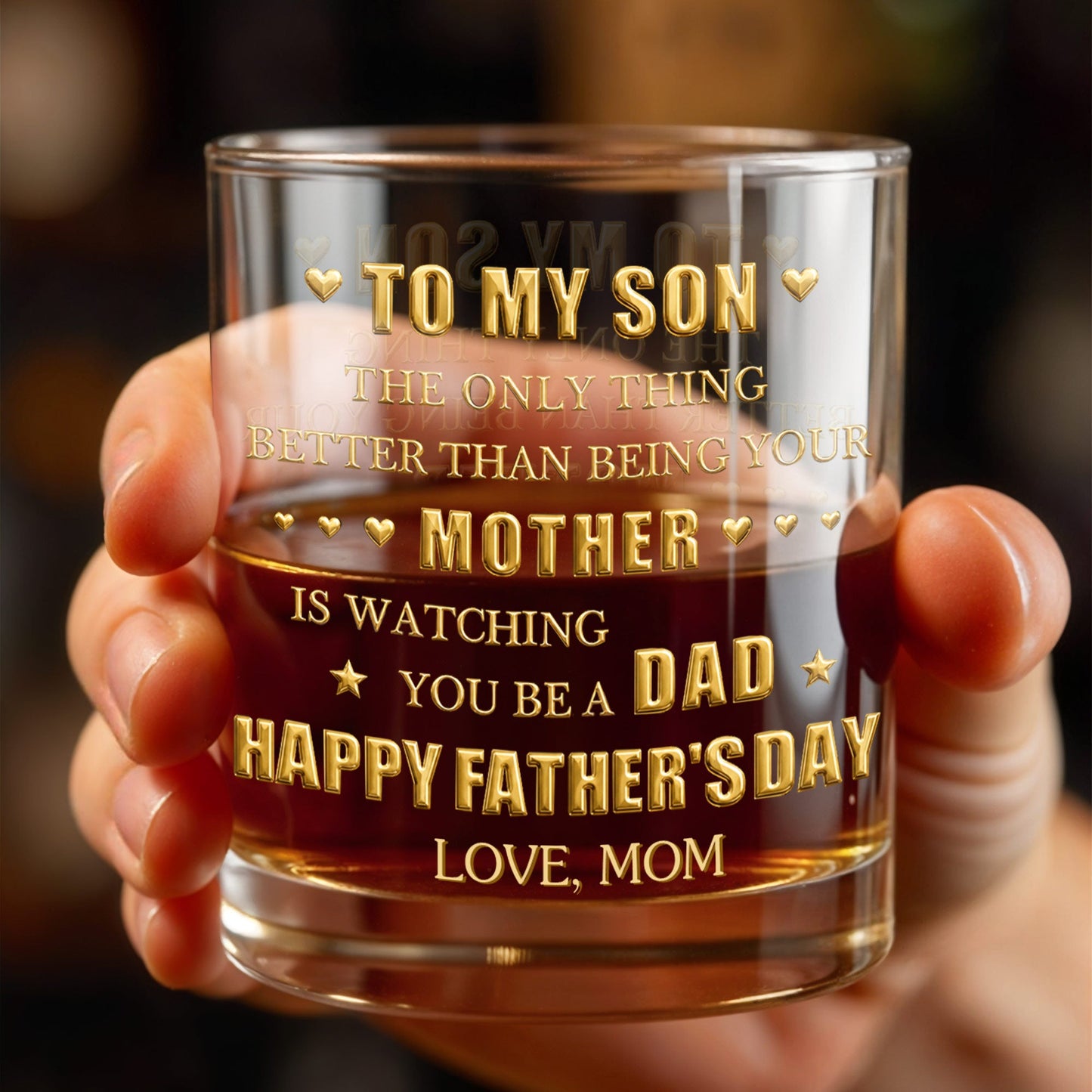 To My Son Better Than Being Your Mother Hearts Stars - Personalized Custom Whiskey Glass - SON156_RWG