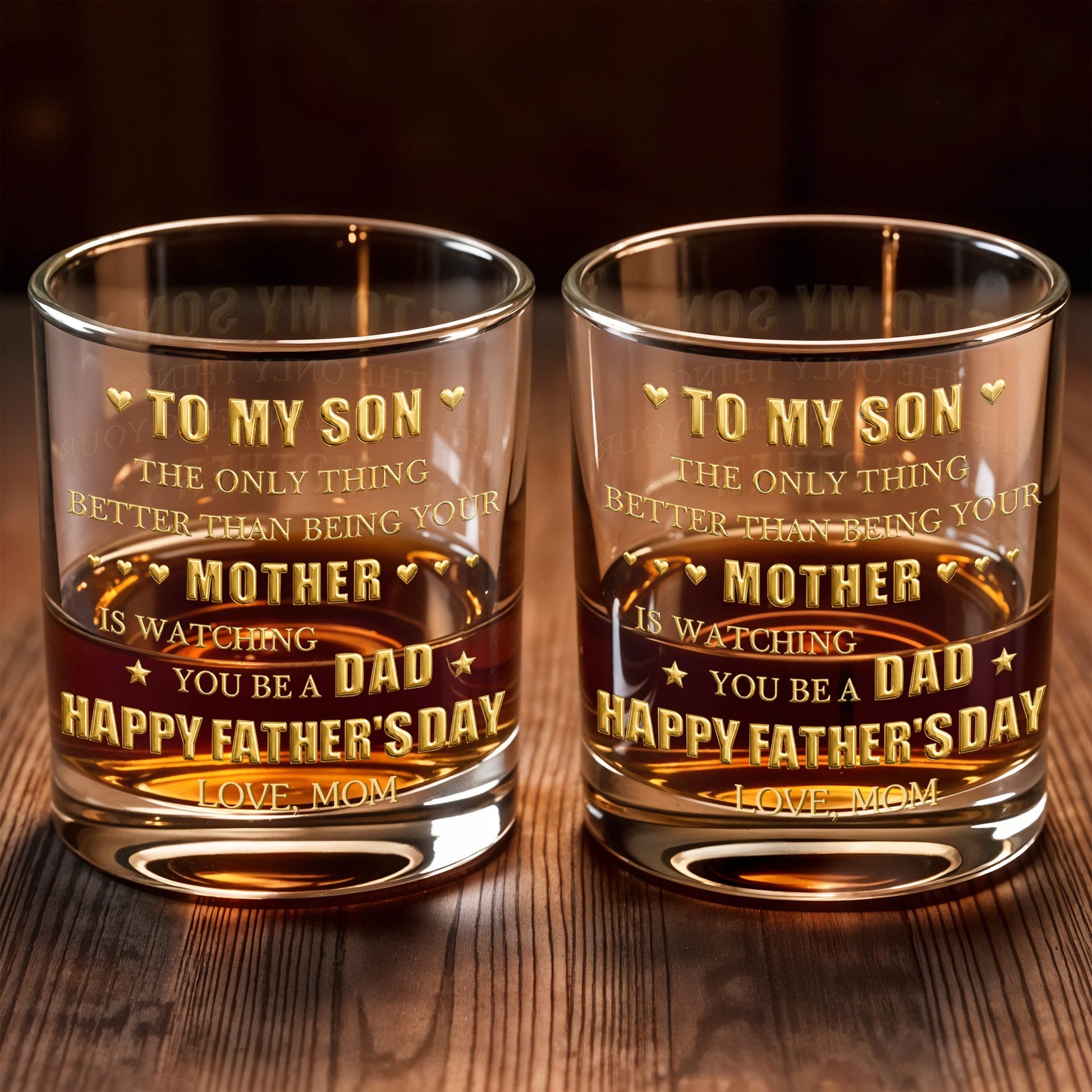 To My Son Better Than Being Your Mother Hearts Stars - Personalized Custom Whiskey Glass - SON156_RWG