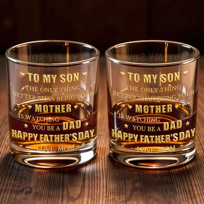To My Son Better Than Being Your Mother Hearts Stars - Personalized Custom Whiskey Glass - SON156_RWG