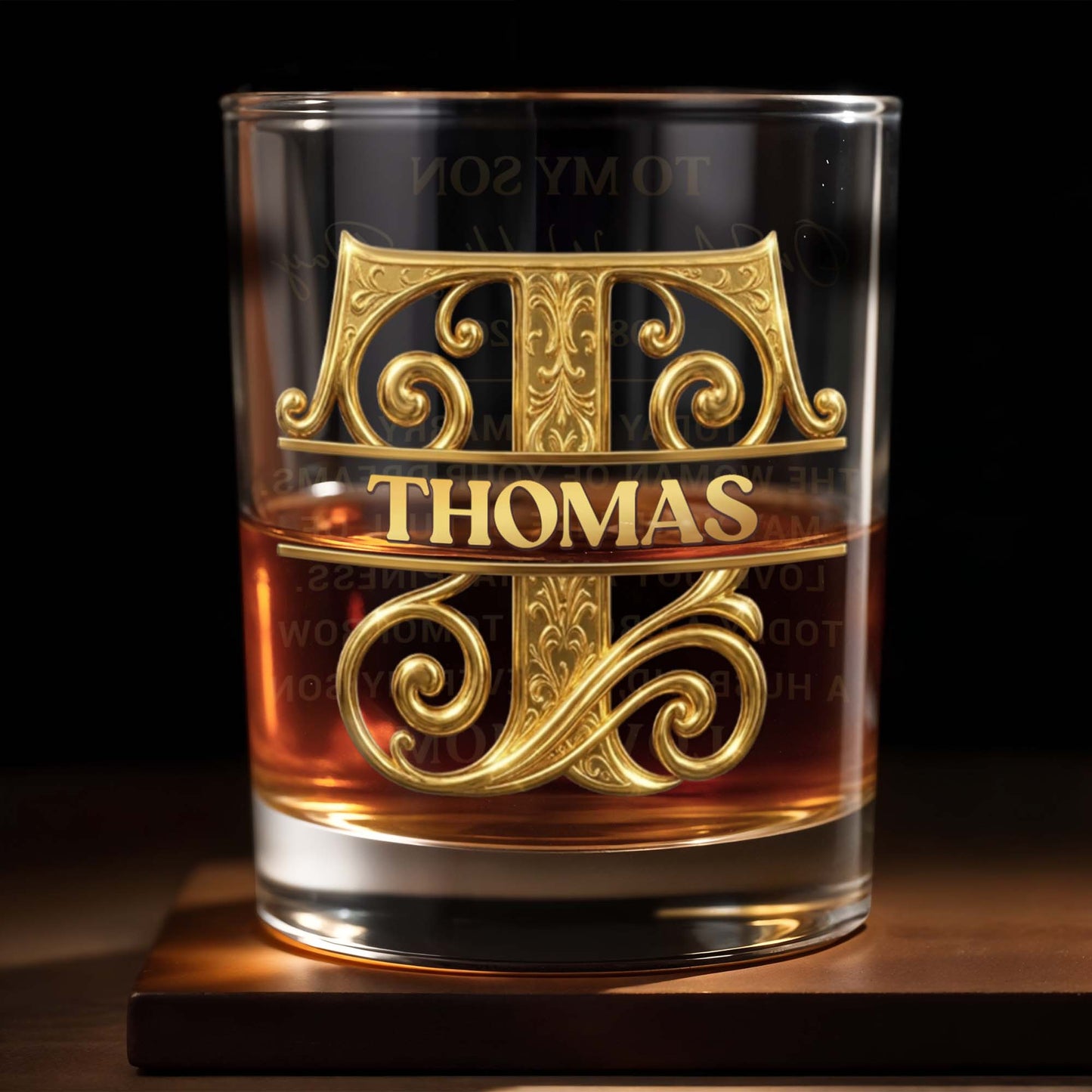 To My Son On Your Wedding Day Custom Monogram Initial - Personalized Custom Whiskey Glass - SON185_RWG