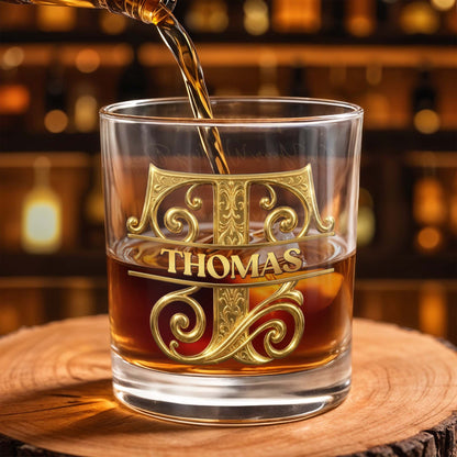 To My Son On Your Wedding Day Custom Monogram Initial - Personalized Custom Whiskey Glass - SON185_RWG