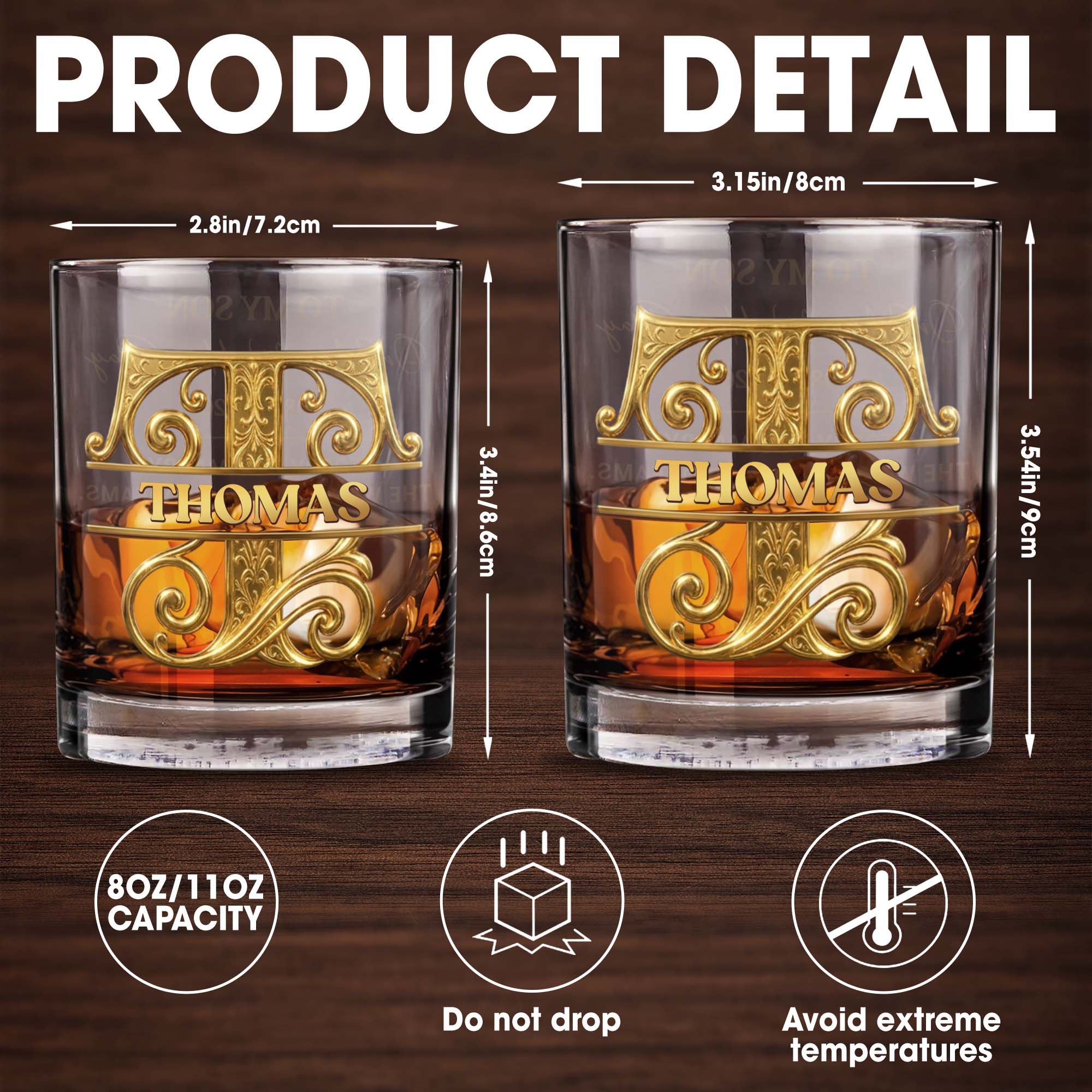 To My Son On Your Wedding Day Custom Monogram Initial - Personalized Custom Whiskey Glass - SON185_RWG