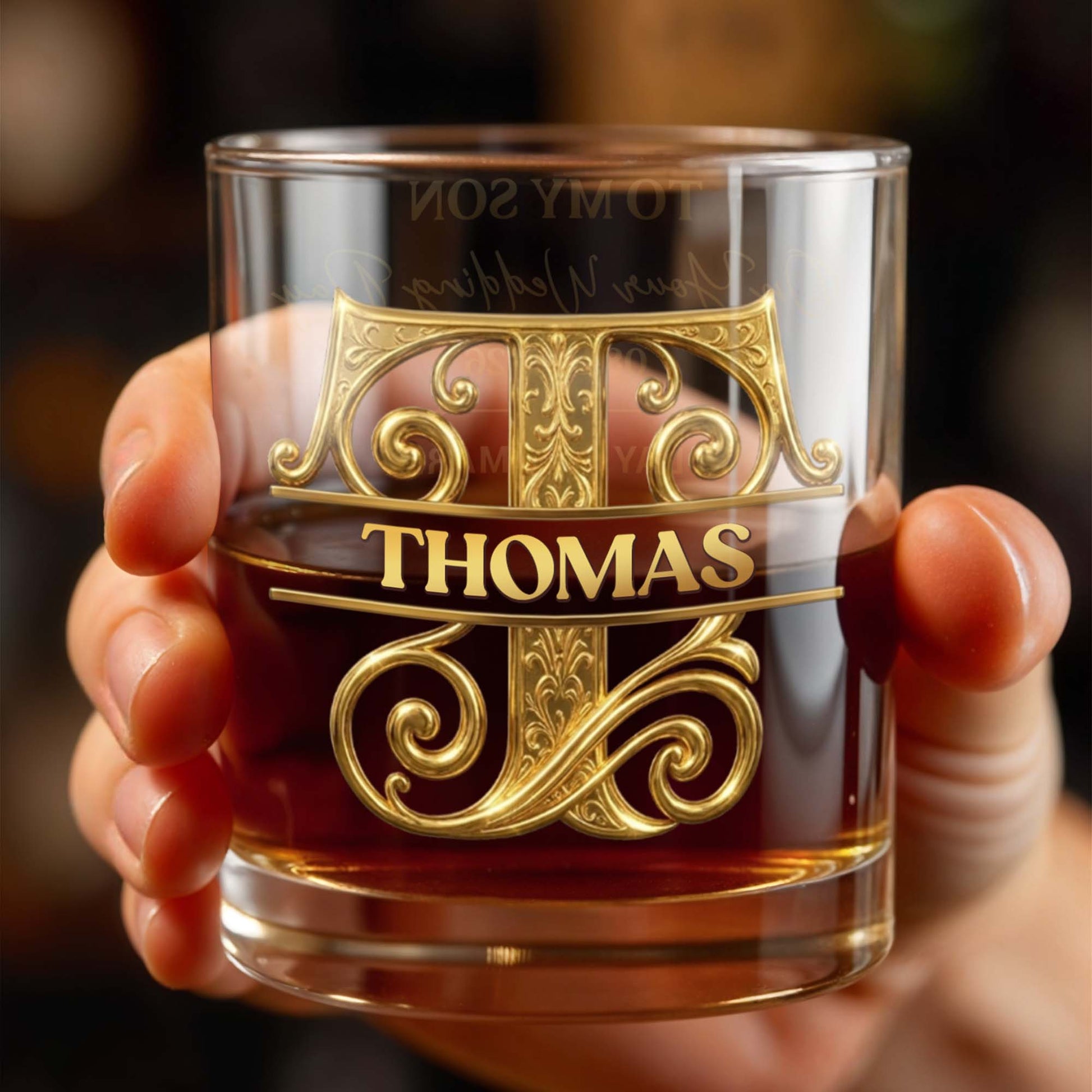To My Son On Your Wedding Day Custom Monogram Initial - Personalized Custom Whiskey Glass - SON185_RWG