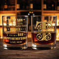 To My Son Watching You Be A Dad Monogram Whiskey Glass - Personalized Custom Whiskey Glass - SON188_RWG