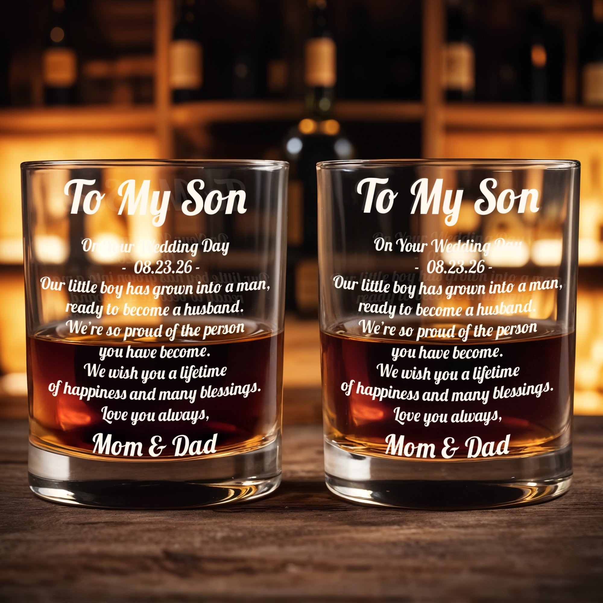 To My Son - Personalized Custom Whiskey Glass - SON194_RWG