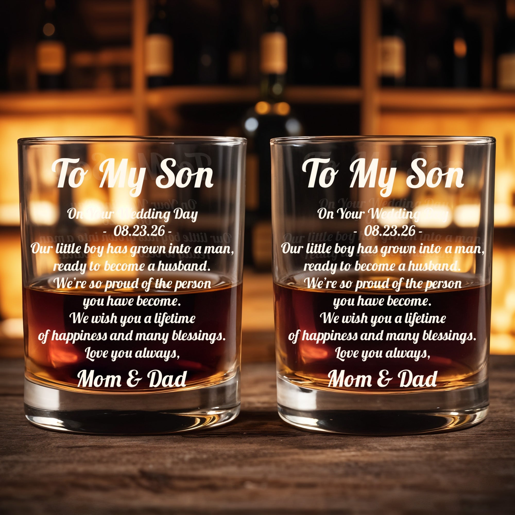 To My Son - Personalized Custom Whiskey Glass - SON194_RWG