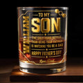 To My Son Watching You Be A Dad Gold Stars Design - Personalized Custom Whiskey Glass - SON200_RWG