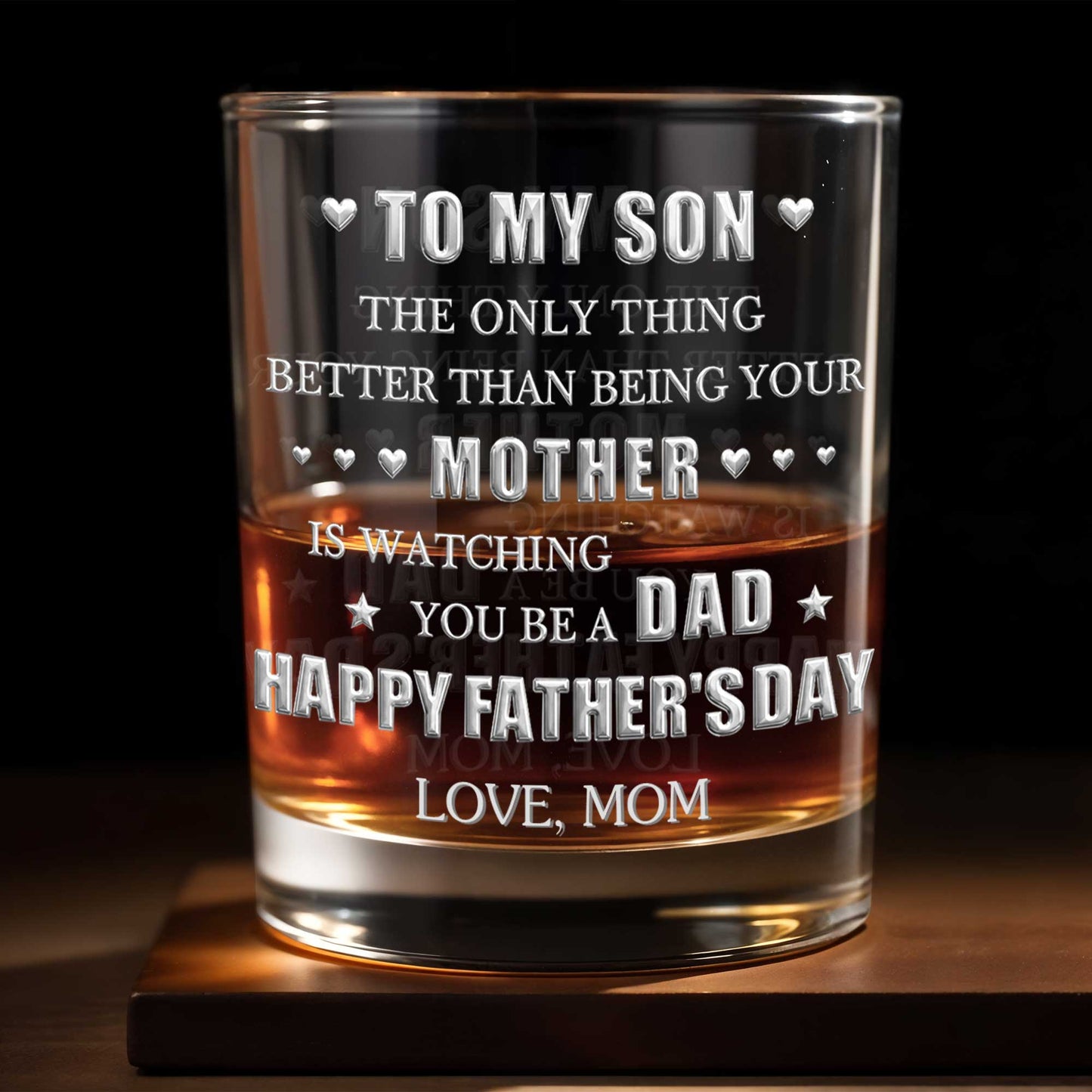 To My Son Better Than Being Your Mother With Hearts And Stars - Personalized Custom Whiskey Glass - SON201_RWG