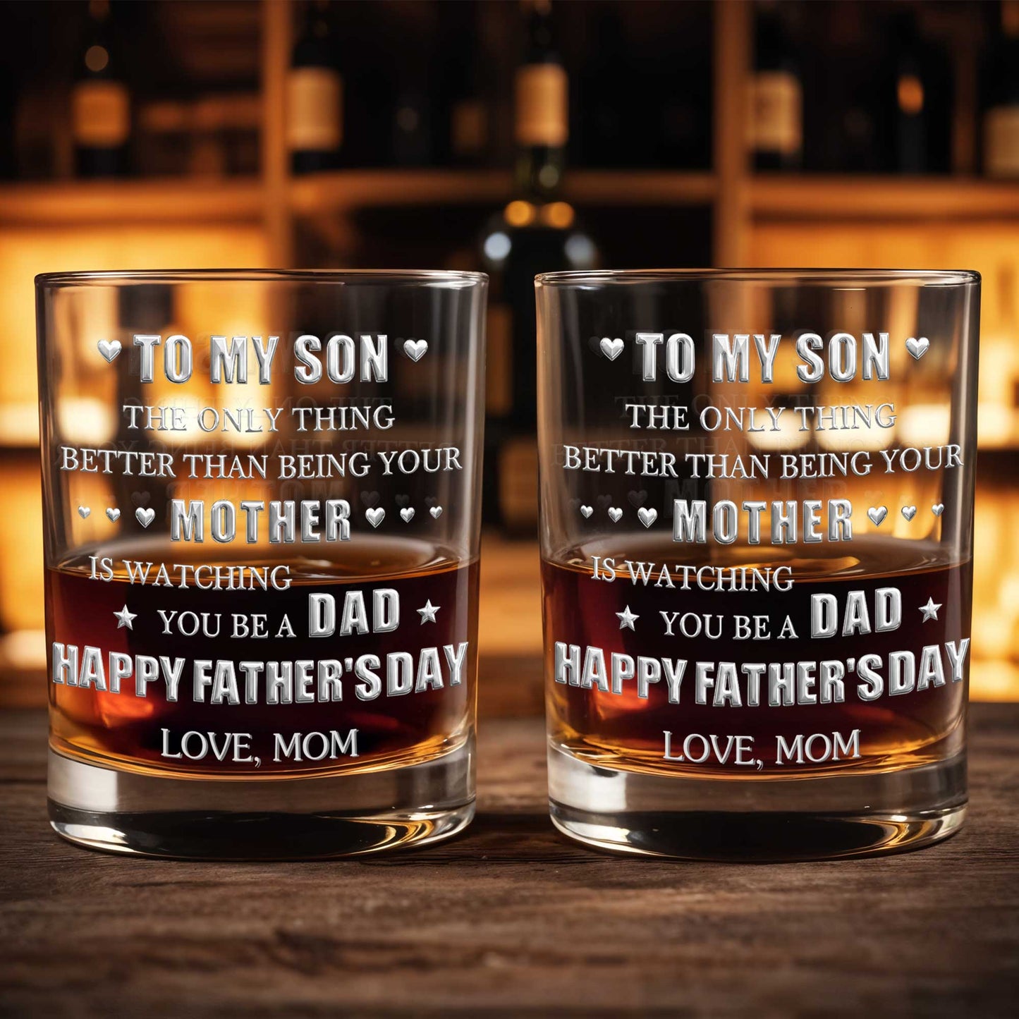 To My Son Better Than Being Your Mother With Hearts And Stars - Personalized Custom Whiskey Glass - SON201_RWG