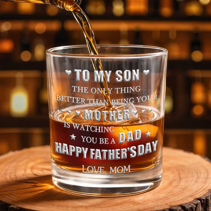 To My Son Better Than Being Your Mother With Hearts And Stars - Personalized Custom Whiskey Glass - SON201_RWG