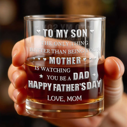 To My Son Better Than Being Your Mother With Hearts And Stars - Personalized Custom Whiskey Glass - SON201_RWG