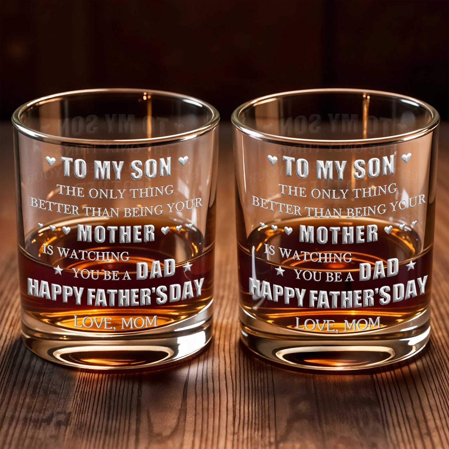 To My Son Better Than Being Your Mother With Hearts And Stars - Personalized Custom Whiskey Glass - SON201_RWG