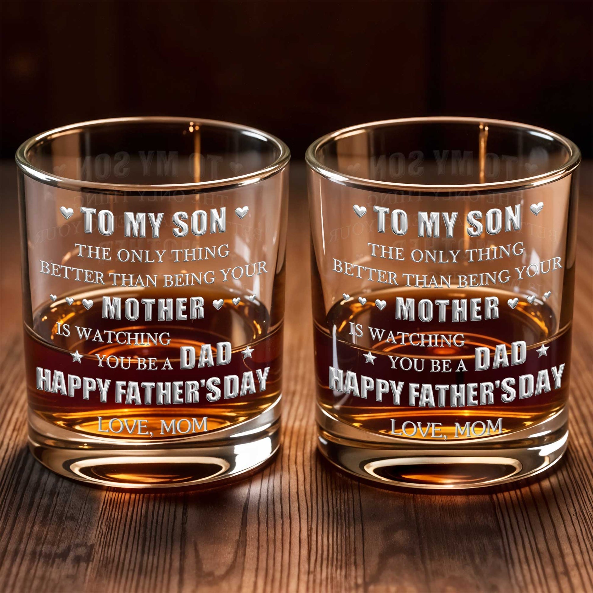 To My Son Better Than Being Your Mother With Hearts And Stars - Personalized Custom Whiskey Glass - SON201_RWG