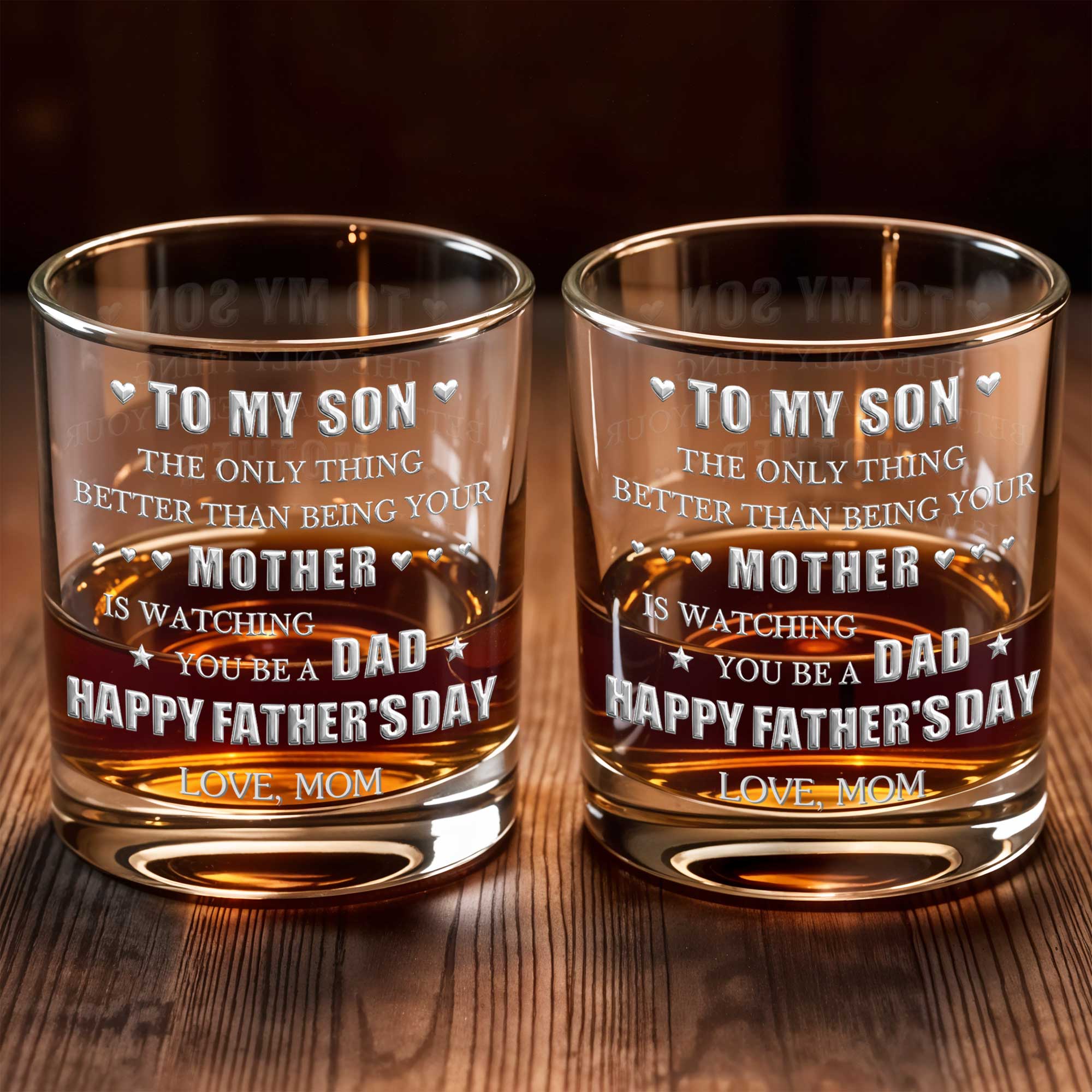 To My Son Better Than Being Your Mother With Hearts And Stars - Personalized Custom Whiskey Glass - SON201_RWG