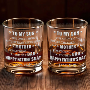 To My Son Better Than Being Your Mother With Hearts And Stars - Personalized Custom Whiskey Glass - SON201_RWG