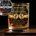 To My Son Little Boy Yesterday My Son Forever Fist Bump Design - Personalized Custom Whiskey Glass - SON202_RWG