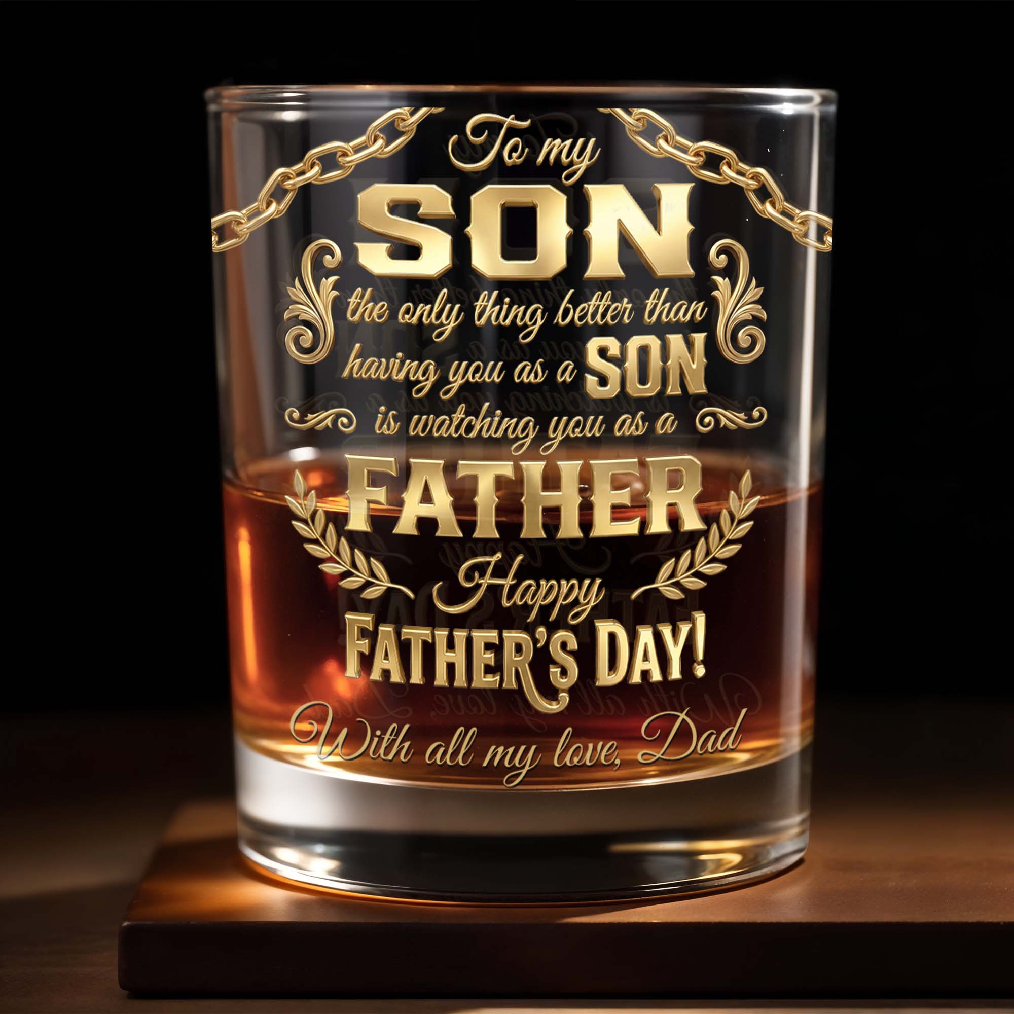 To My Son Better Than Having You As A Son Laurel Wreath - Personalized Custom Whiskey Glass - SON203_RWG