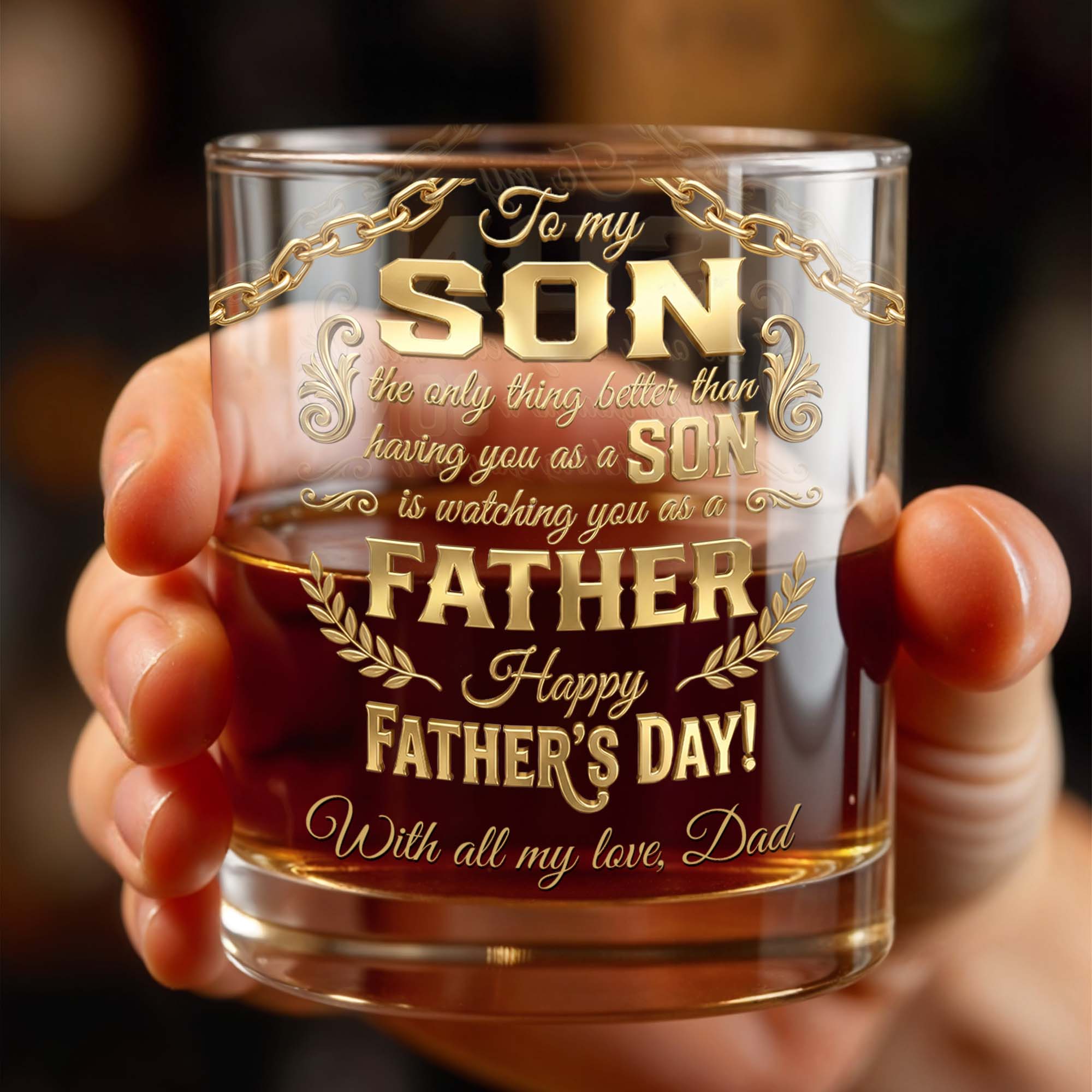 To My Son Better Than Having You As A Son Laurel Wreath - Personalized Custom Whiskey Glass - SON203_RWG