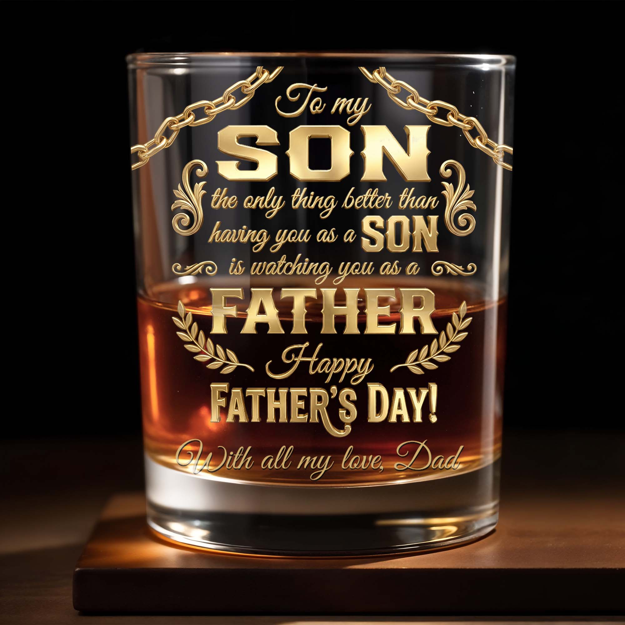 To My Son Better Than Having You As A Son Laurel Wreath - Personalized Custom Whiskey Glass - SON203_RWG