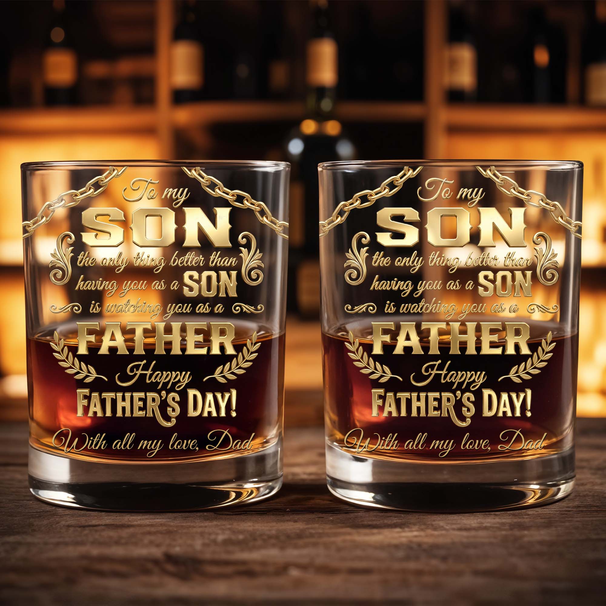 To My Son Better Than Having You As A Son Laurel Wreath - Personalized Custom Whiskey Glass - SON203_RWG