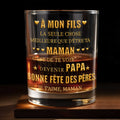 À Mon Fils Best Thing Being Your Mom Gold Text Hearts - Personalized Custom Whiskey Glass - SON211_RWG