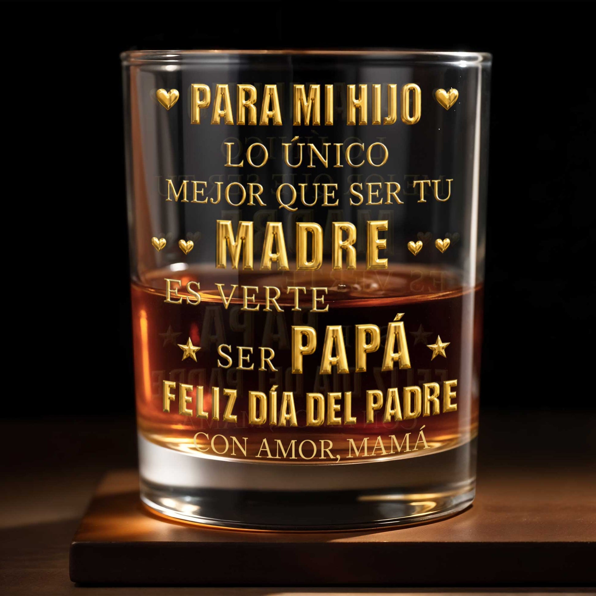 Para Mi Hijo Lo Unico Mejor Que Ser Tu Madre Gold Hearts - Personalized Custom Whiskey Glass - SON212_RWG