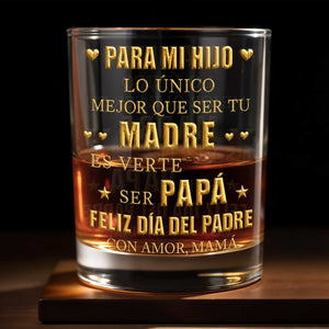 Para Mi Hijo Lo Unico Mejor Que Ser Tu Madre Gold Hearts - Personalized Custom Whiskey Glass - SON212_RWG