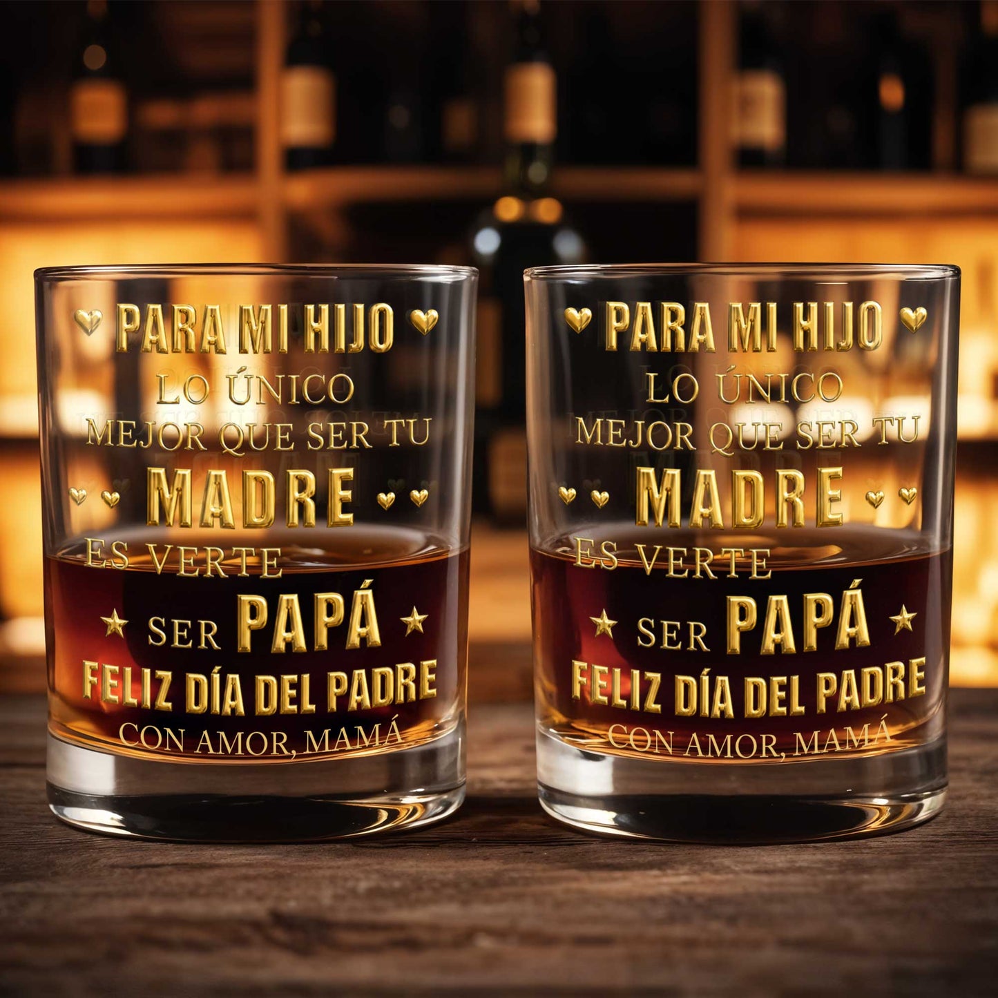 Para Mi Hijo Lo Unico Mejor Que Ser Tu Madre Gold Hearts - Personalized Custom Whiskey Glass - SON212_RWG