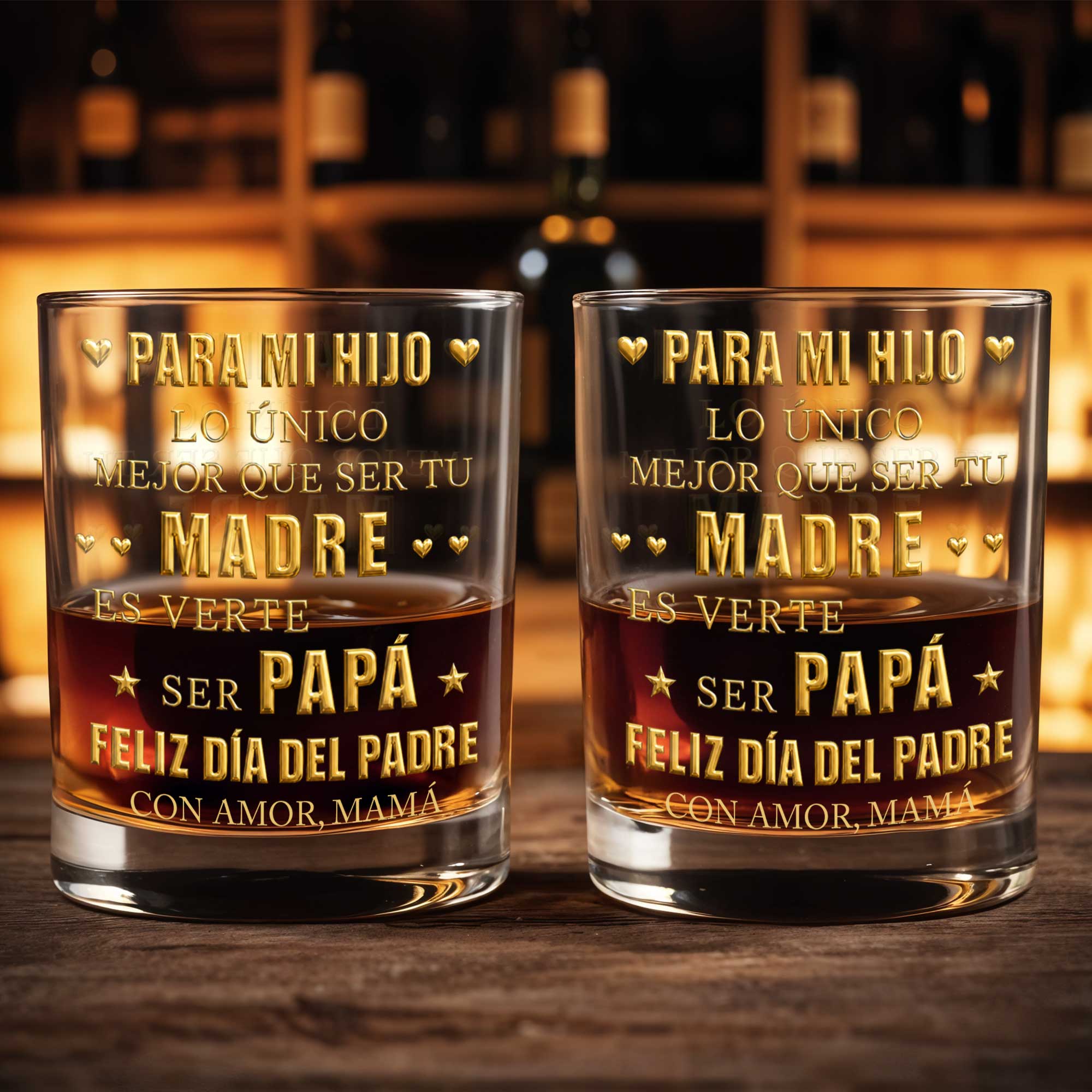 Para Mi Hijo Lo Unico Mejor Que Ser Tu Madre Gold Hearts - Personalized Custom Whiskey Glass - SON212_RWG