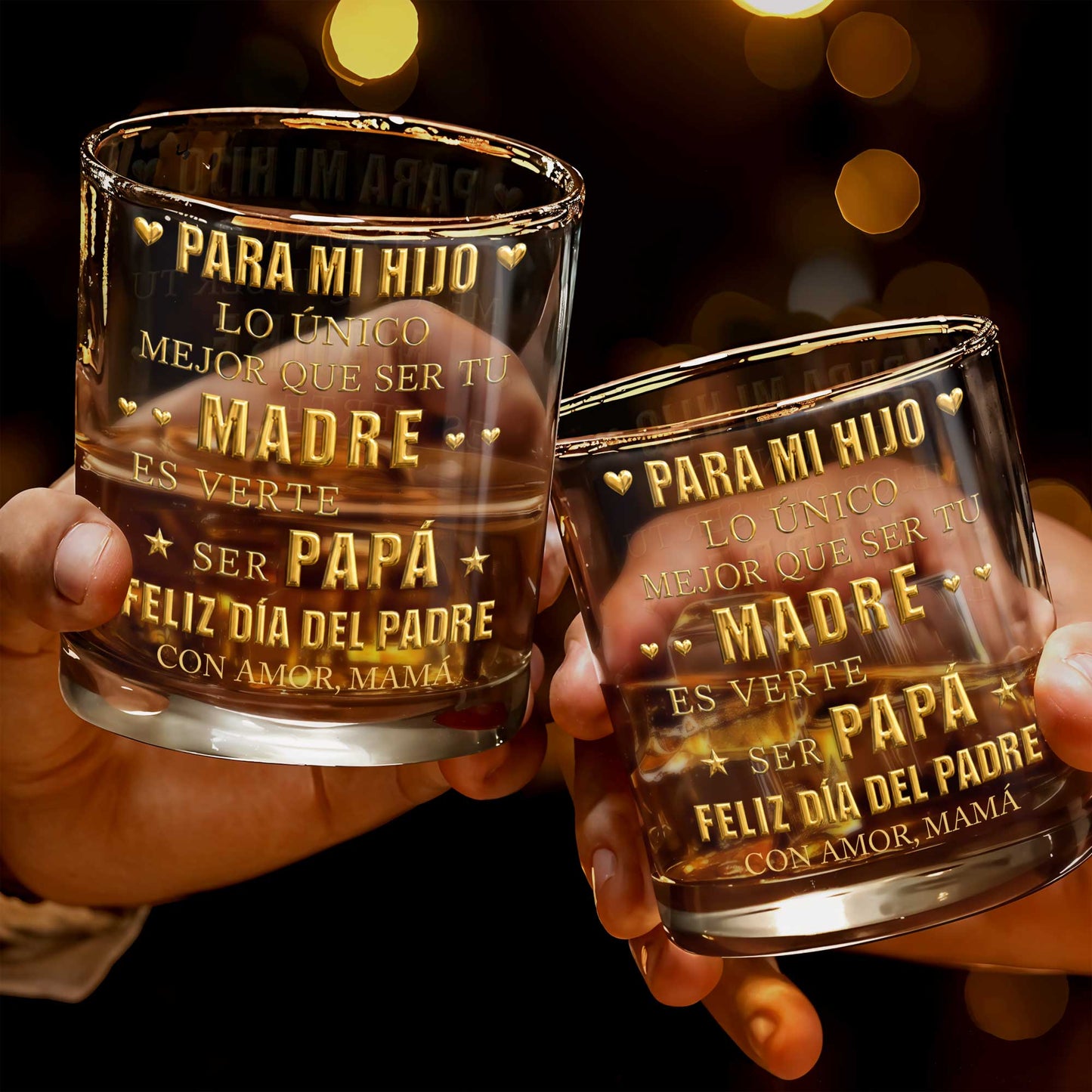 Para Mi Hijo Lo Unico Mejor Que Ser Tu Madre Gold Hearts - Personalized Custom Whiskey Glass - SON212_RWG