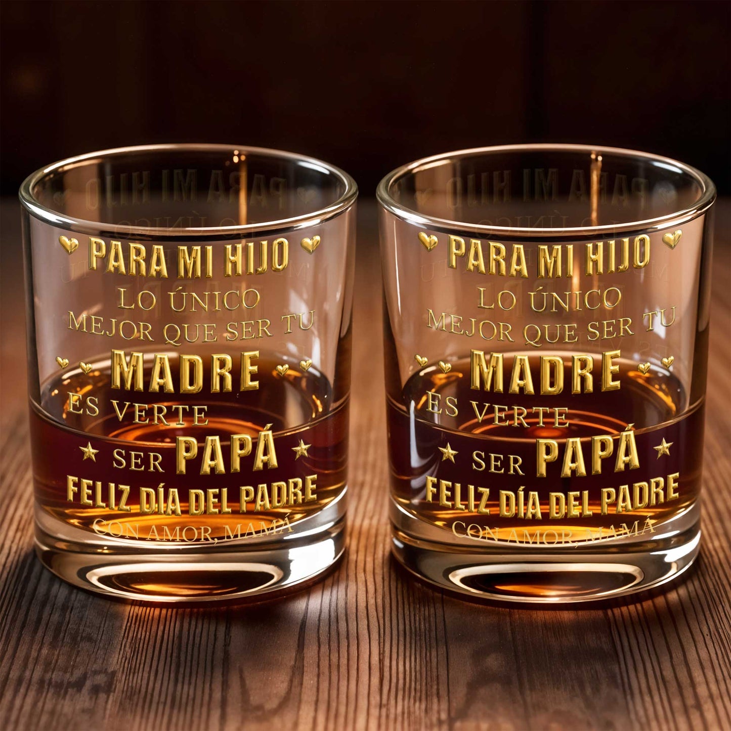 Para Mi Hijo Lo Unico Mejor Que Ser Tu Madre Gold Hearts - Personalized Custom Whiskey Glass - SON212_RWG