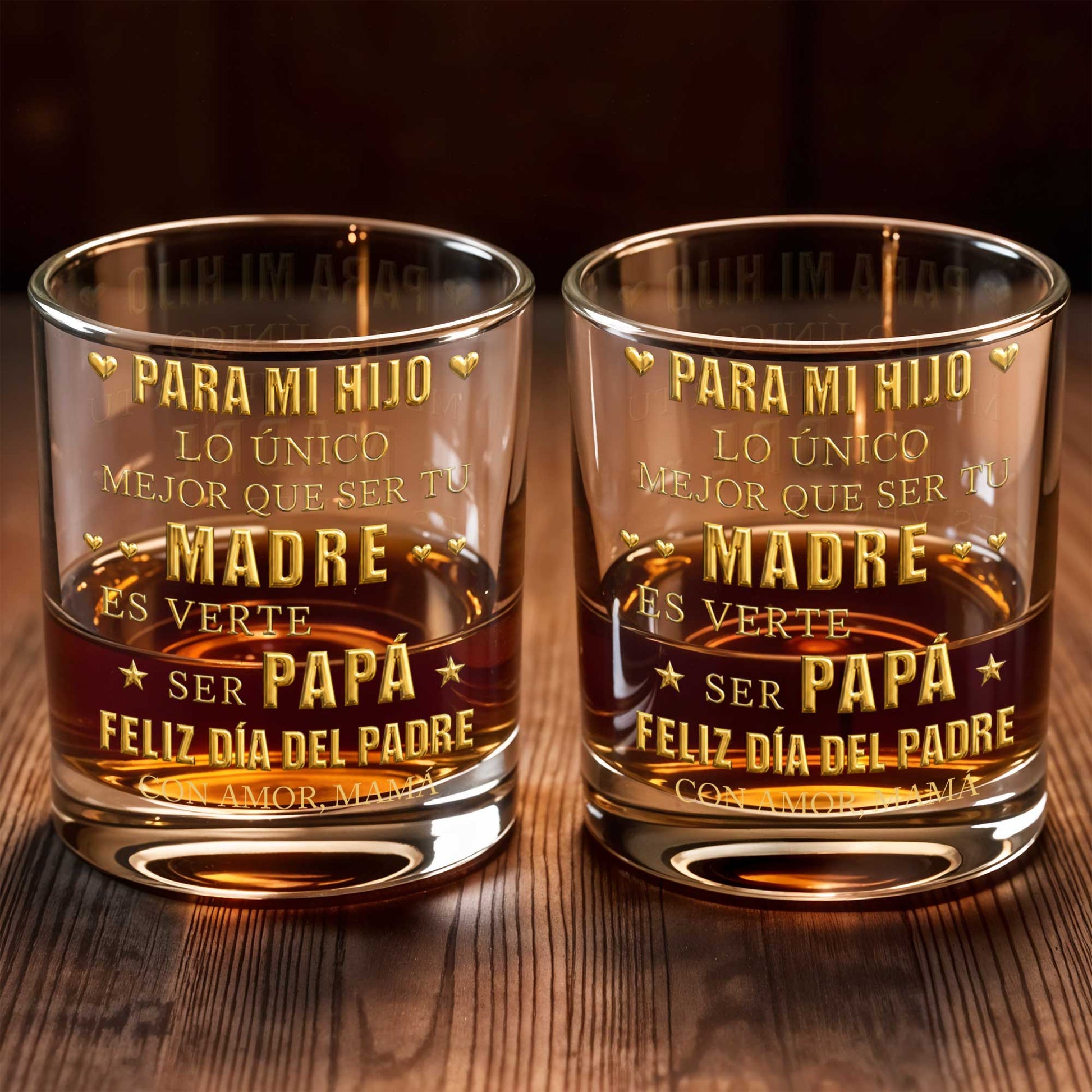 Para Mi Hijo Lo Unico Mejor Que Ser Tu Madre Gold Hearts - Personalized Custom Whiskey Glass - SON212_RWG