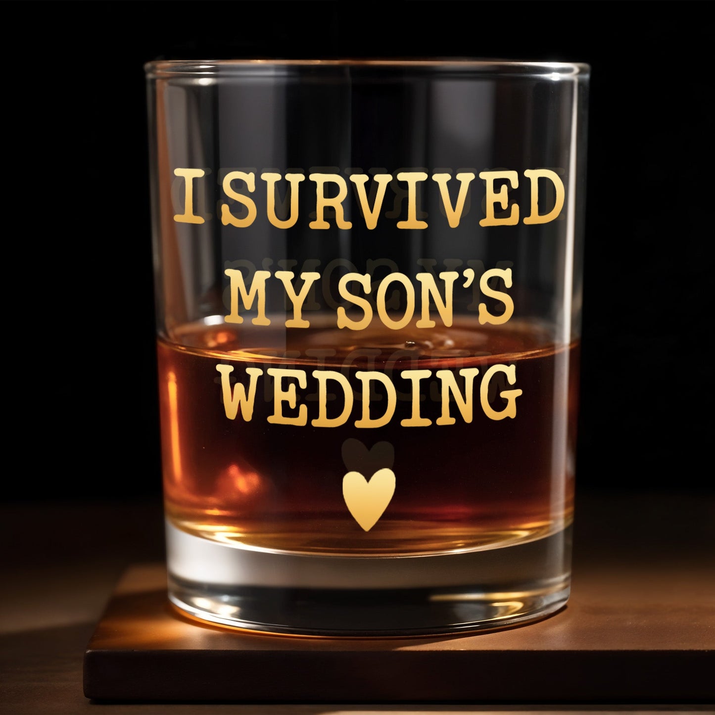 I Survived My Son's Wedding Heart Design - Personalized Custom Whiskey Glass - SON217_RWG