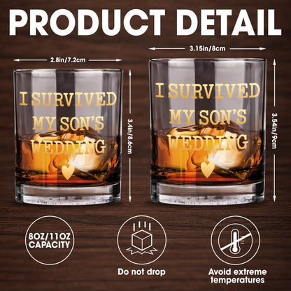 I Survived My Son's Wedding Heart Design - Personalized Custom Whiskey Glass - SON217_RWG