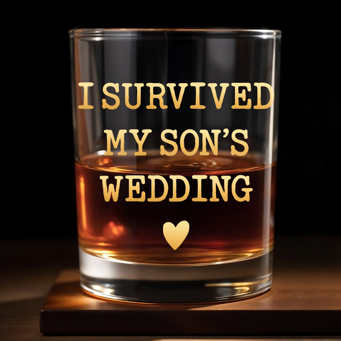 I Survived My Son's Wedding Heart Design - Personalized Custom Whiskey Glass - SON217_RWG