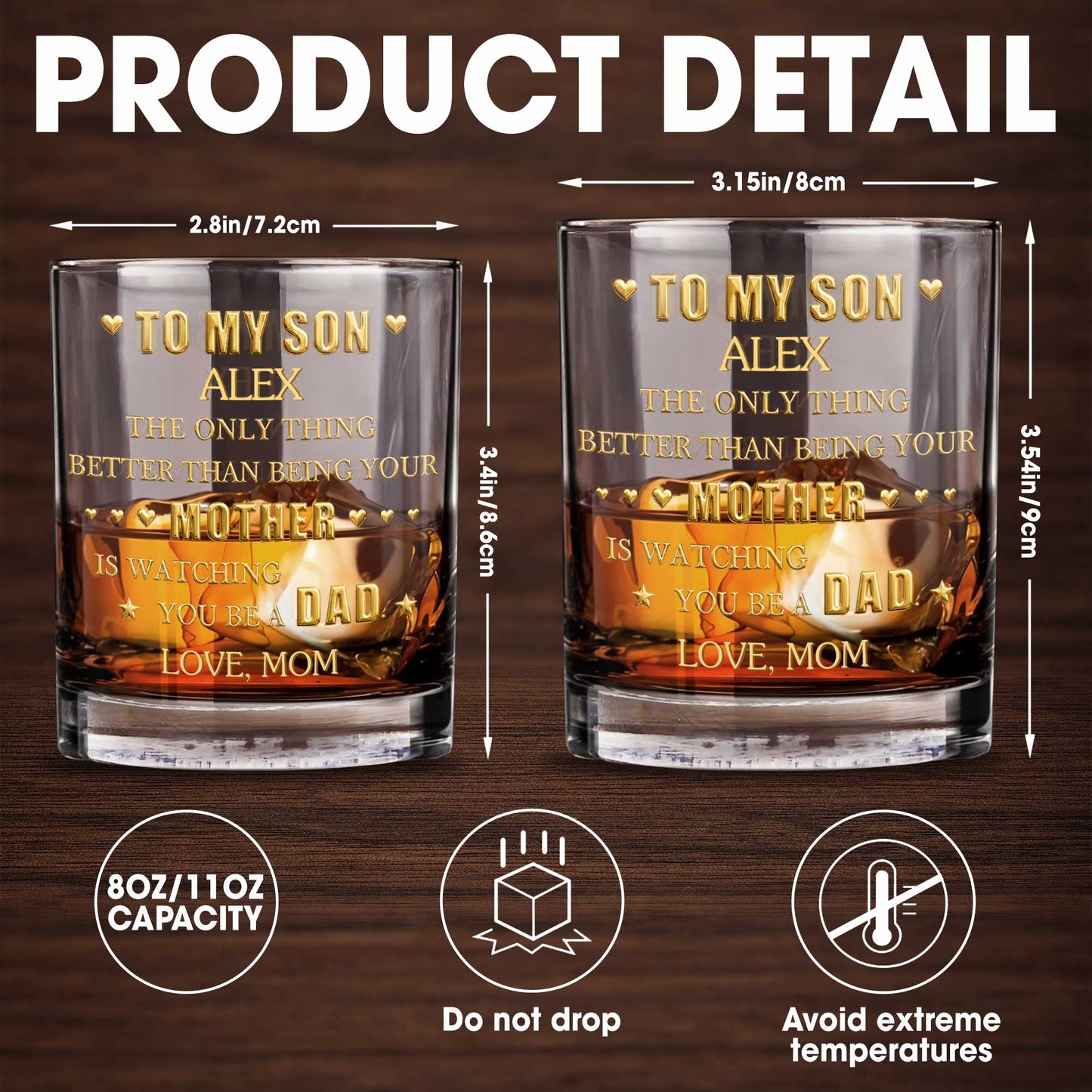 To My Son Better Than Being Mother Watching You Be A Dad Hearts Stars - Personalized Custom Whiskey Glass - SON220_RWG