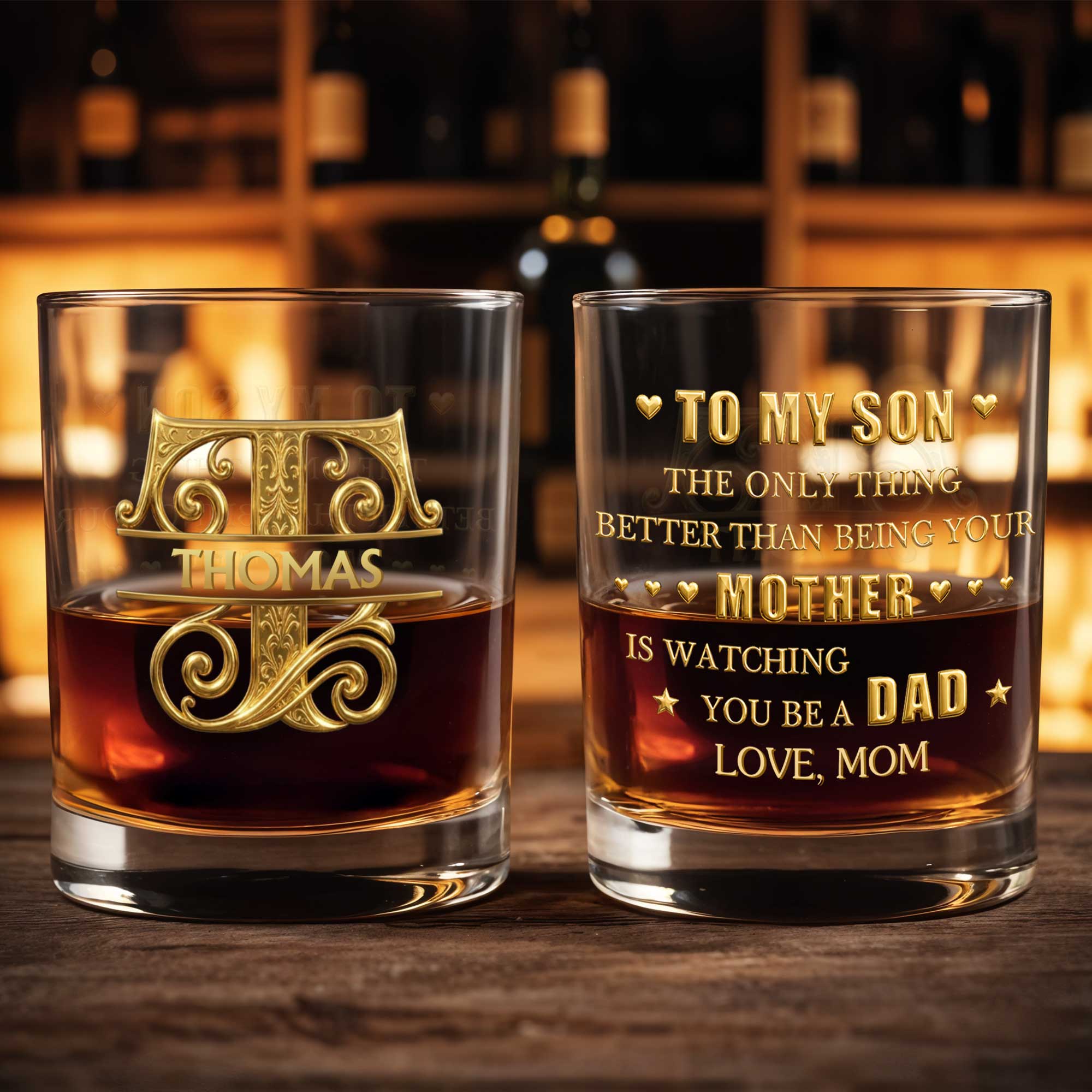 To My Son Better Than Being Your Mother Gold Monogram - Personalized Custom Whiskey Glass - SON221_RWG