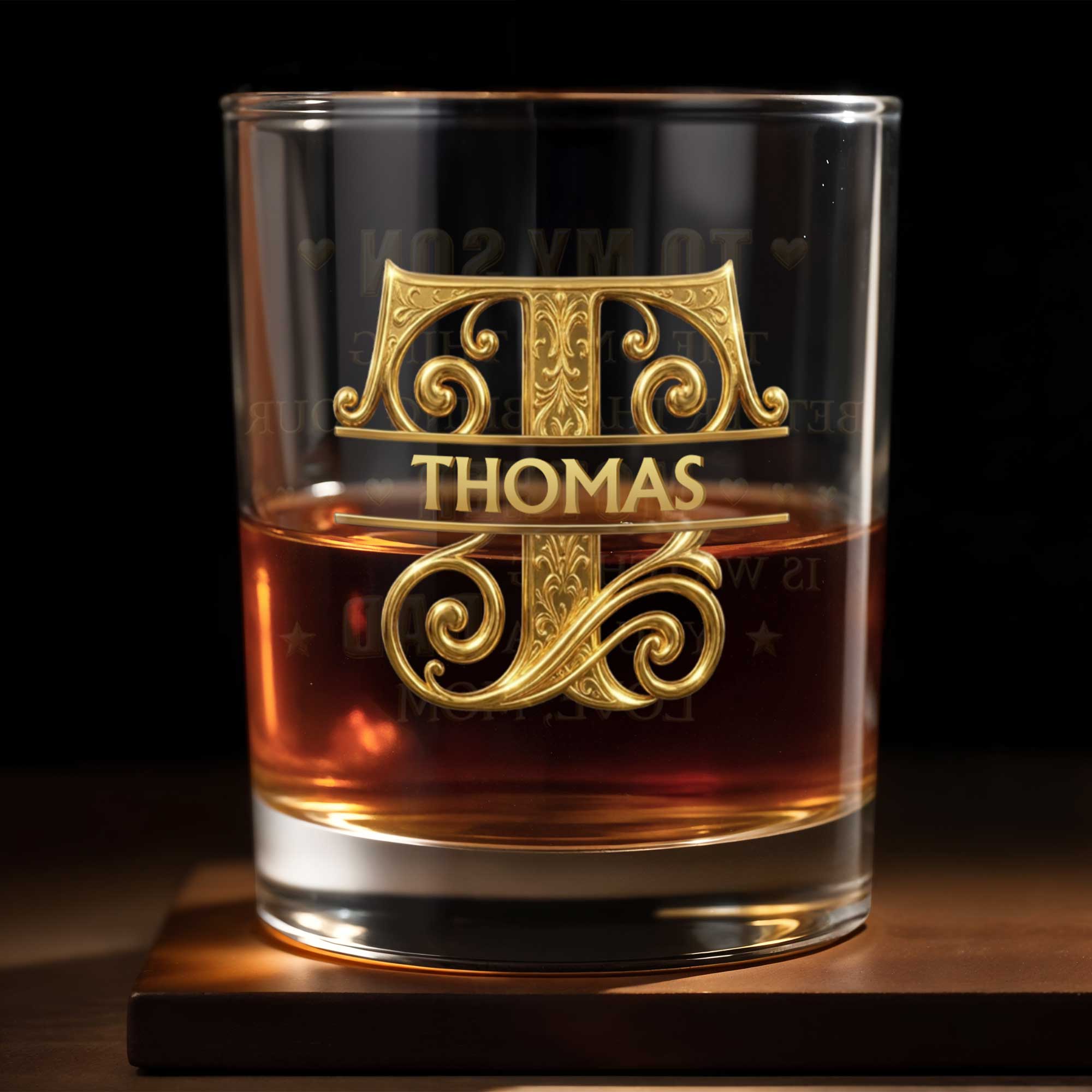 To My Son Better Than Being Your Mother Gold Monogram - Personalized Custom Whiskey Glass - SON221_RWG