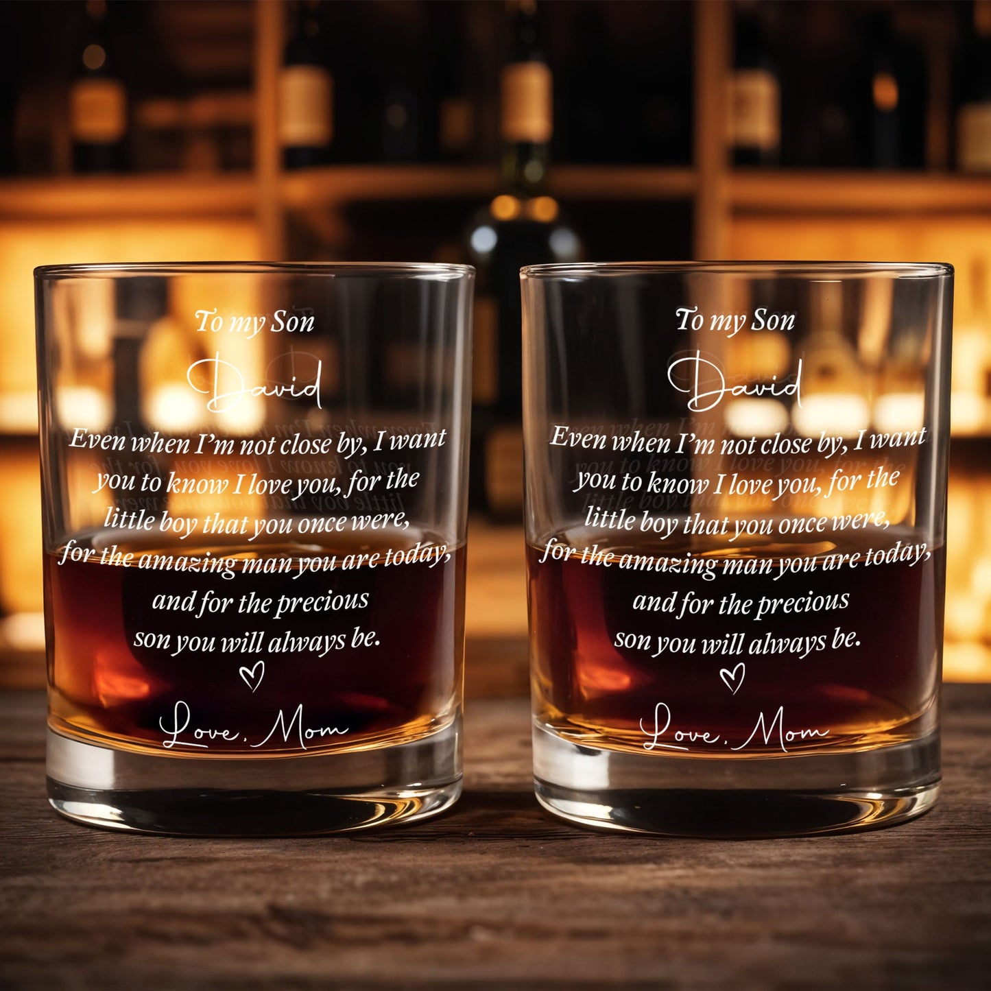 To My Son Even When I Am Not Close By Heart - Personalized Custom Whiskey Glass - SON227_RWG