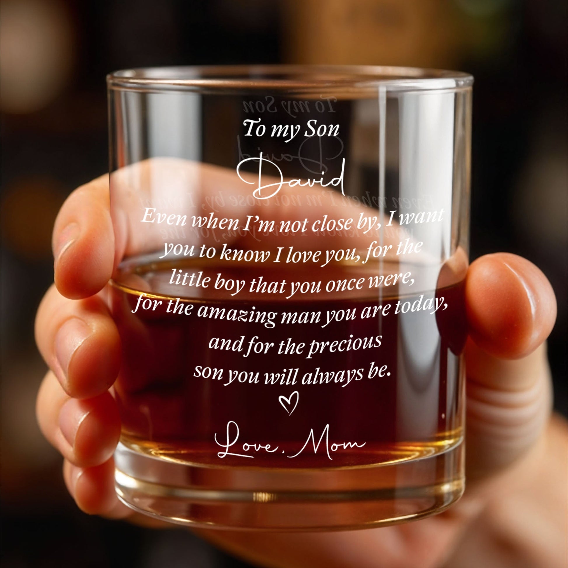 To My Son Even When I Am Not Close By Heart - Personalized Custom Whiskey Glass - SON227_RWG
