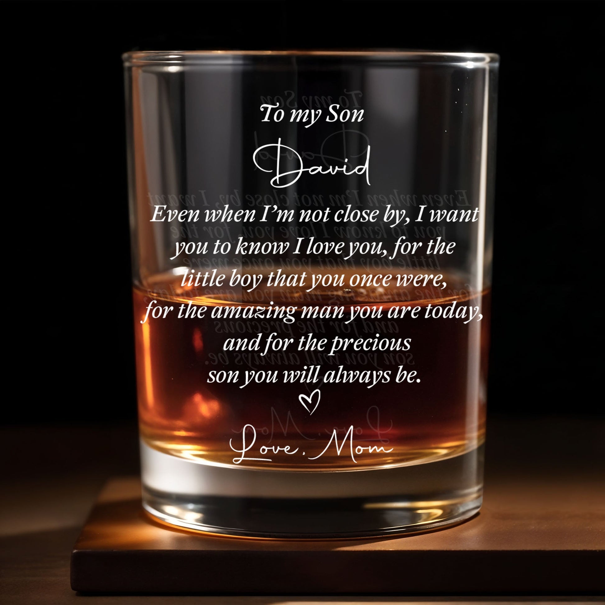 To My Son Even When I Am Not Close By Heart - Personalized Custom Whiskey Glass - SON227_RWG